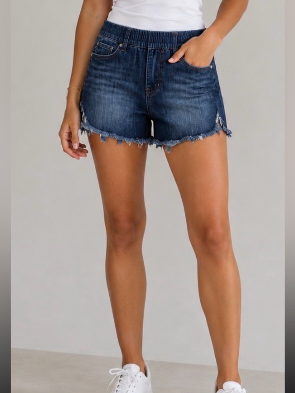 Judy Blue Shorts Jean Denim Fray Hem Pullon Elastic Waist High Waist Small